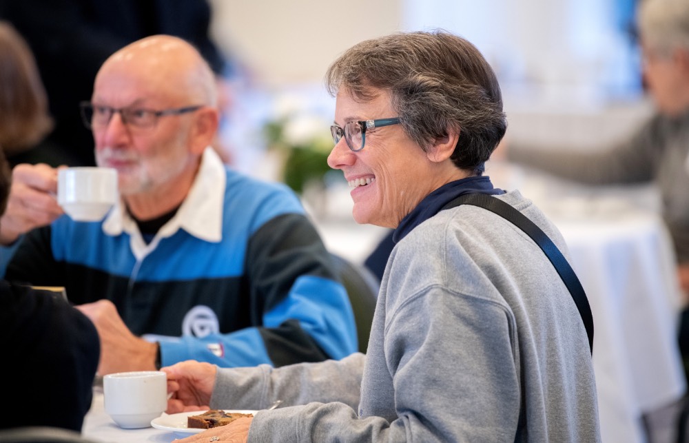 Side view of Diane Houge smiling